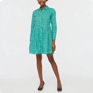 J. Crew Factory floral button down long sleeve fit & flare shirt dress sz 12